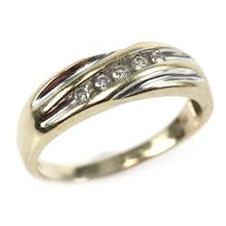 MENS 14K YELLOW & WHITE GOLD DIAMOND RING