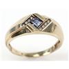 Image 2 : MENS 10K YELLOW GOLD SAPPHIRE & DIAMOND RING