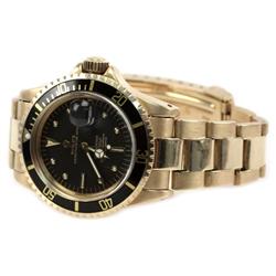 MENS 18K ROLEX SUBMARINER OYSTER DATE WRISTWATCH