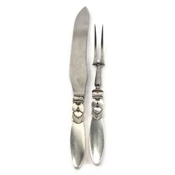 GEORG JENSEN CACTUS PATTERN STERLING CARVING SET