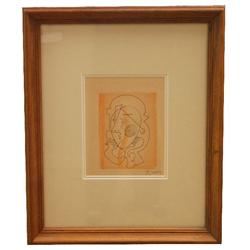 SIGNED PICASSO ORIGINAL COLORED DRAWING FRAMED