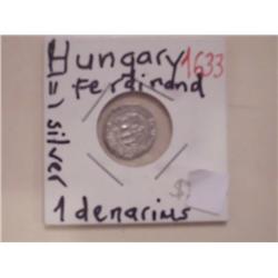 1633 Ancient Hungary Silver 1 Denarius Coin