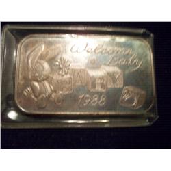 .999 One Troy Oz Fine Silver "Welcome Baby" Silver Bar