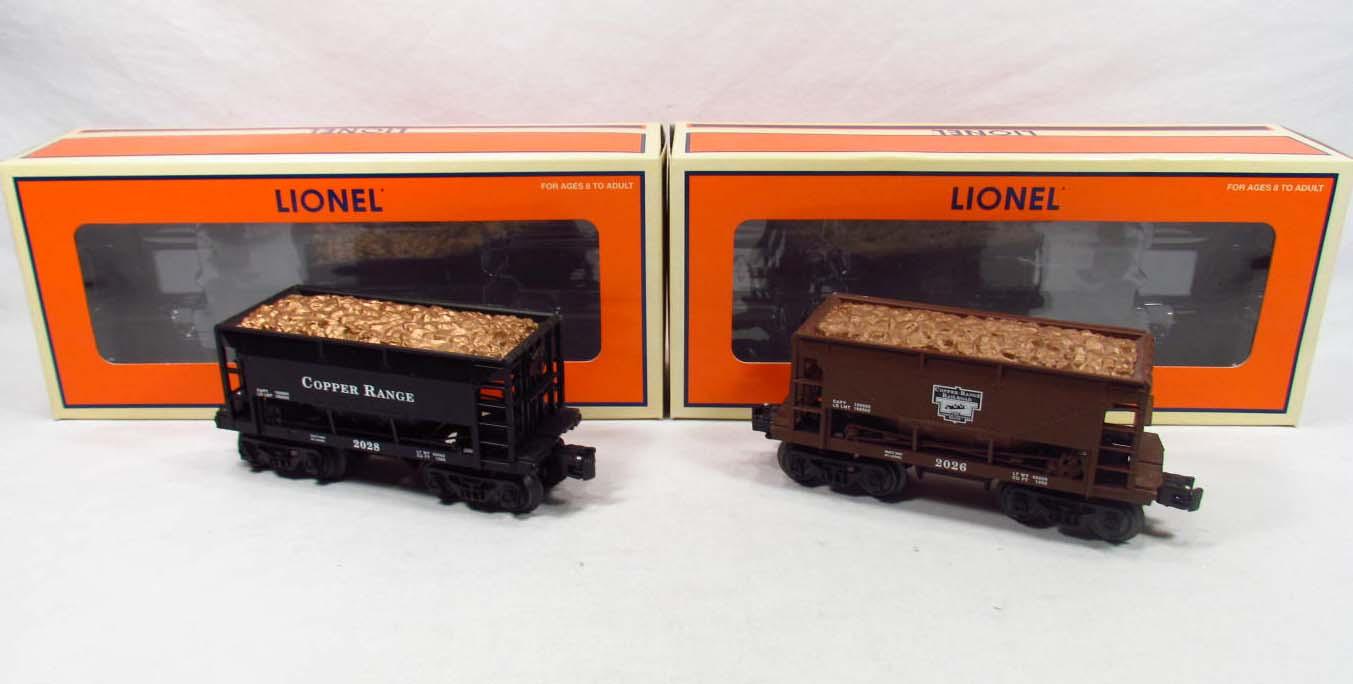 LOT OF 2 LIONEL COPPER RANGE ORE TRAIN CARS IN THE ORIGINAL BOXES