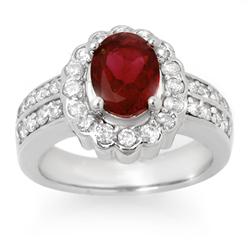 Genuine 2.25ctw Rubellite & Diamond Ring 14K White Gold