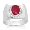 Image 1 : Genuine 3.33 ctw Ruby & Diamond Men's Ring 10K Gold