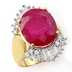 Genuine 15.75 ctw Ruby & Diamond Ring 14K Yellow Gold