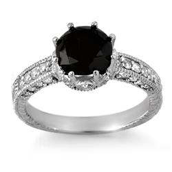 Natural 2.0 ctw Black Diamond Engagement Ring 14K White Gold
