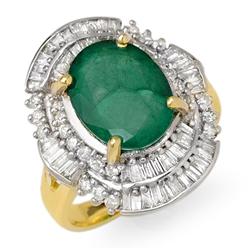 Genuine 5.95 ctw Emerald & Diamond Ring 14K Yellow Gold