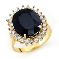 Genuine 14.1 ctw Sapphire & Diamond Ring Yellow Gold