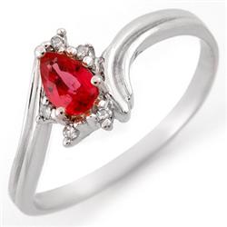 Genuine 0.35ctw Red Sapphire & Diamond Ring White Gold
