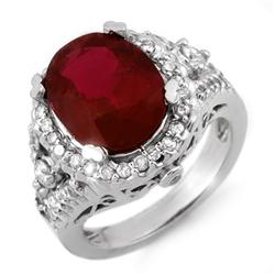 Genuine 5.65ctw Rubellite & Diamond Ring 14K White Gold