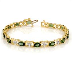 Genuine 8.15 ctw Green Tourmaline & Diamond Bracelet -