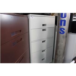 GREY 5 DRAWER LATERAL FILE CABINET