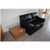 Image 1 : BLACK LEATHER RECEPTION SOFA AND COFFEE TABLE