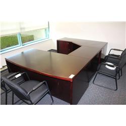 MAHOGANY U-SHAPED EXECUTIVE DESK