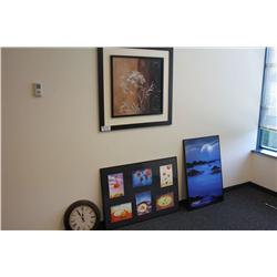 FRAMED ARTWORK AND CLOCK