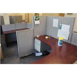 9 PERSON WORKSTATION WITH MAHOGANY WORKSURFACES