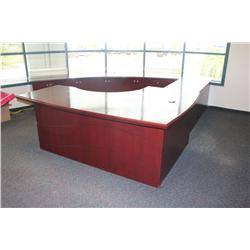 MAHOGANY C-SHAPED EXECUTIVE OFFICE SUITE