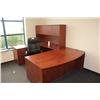 Image 1 : CHERRY U-SHAPED EXECUTIVE DESK WITH HUTCH