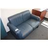 Image 1 : BLUE LEATHER LOVESEAT AND CHAIR