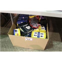 BOX OF ASSORTED CAMERA SUPPLIES ETC