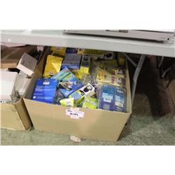 BOX OF ASSORTED CAMERA SUPPLIES ETC