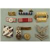 Image 1 : TEN PC COLLECTION OF WWII ITEMS-RIBBON BARS, INSIGNIA