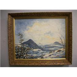Antique Winter Landscape Signed - E W Redfield