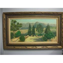 Antique Western Landscape Painting Signed - W E Rollins