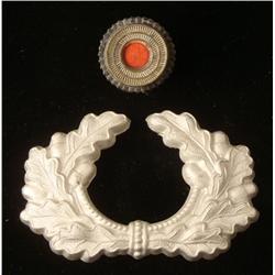 EARLY ORIGINAL NAZI VISOR ARMY HAT COCKADE & WREATH