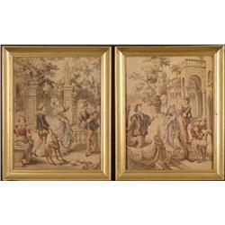 2 Classical Italy Scene Tapestry Art Works Framed