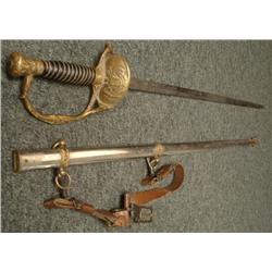 RARE MODERN WOODMEN OF AMERICA FRATERNAL SWORD, HANGERS