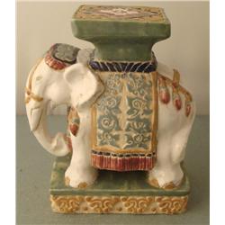 Ceramic Painted India White Elephant Figurine Tall