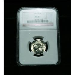 ***RARE  NGC 1945-s Jefferson Nickel Graded Gem+ Uncirculated ms67  NGC   RARE***
