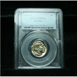 PCGS 1938-d Buffalo Nickel Graded Gem+ Uncirculated ms66  PCGS