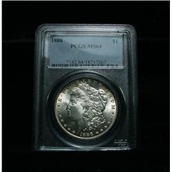 PCGS 1888-p Morgan Dollar Graded Choice Uncirculated ms64  PCGS