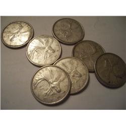 7 Canada 1964 Silver Quarters