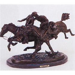 Wounded Bunkie (mini) Bronze Sculpture by Frederic Remington.