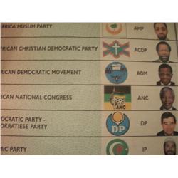 1994 Original South African Ballot Form Featuring Nelson Mandela In The First Open Elections