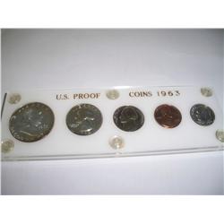 1963 US Silver Proof Set W/Franklin Half Dollar, Original Govt.Issued Case