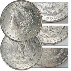 1878 Morgan Silver Dollar Trio -8,7,7 0ver 8