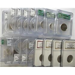 17 slabbed state quarters;PCGS 97Ssilver PR68DCAM-2000D sample slab-