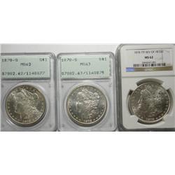 1878 7F NGC62 and 2 1878S OGH RATTLERS PCGS62 and 63