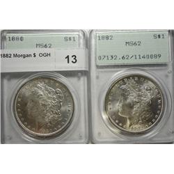 1880 and 1882 Morgan $  OGH PCGS62