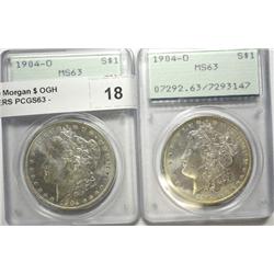 2 1904O Morgan $ OGH RATTLERS PCGS63