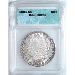 1891CC Morgan $  ICG62 graded right