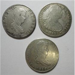 3 Peru and Mexico 8 REALES--1799-1816-1819