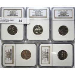 Set of 2001S clad quaters  NY-RI-VT-KY-NC  NGC PF69 ULTRA CAMEO