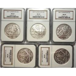 5   2007 Jamestown silver $ NGC69